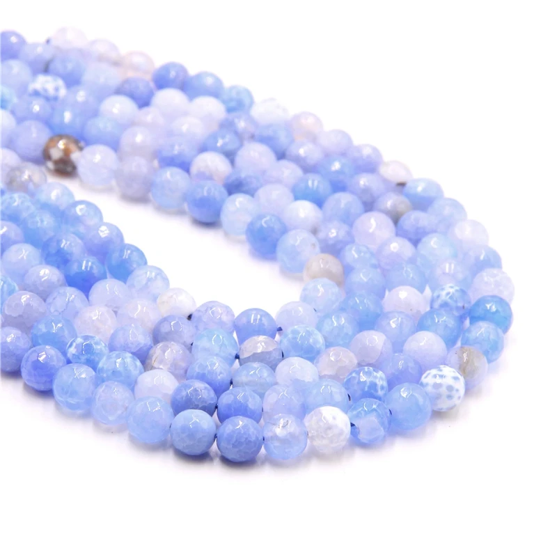 Blue Faceted Yellow Agat Beads Gem stone 6 8 10mm Chalcedony Loose Spacer for Jewelry Making | Украшения и аксессуары