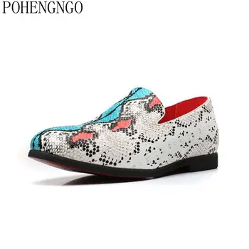 

2020 Men Business Shoes Newest Formal Office Wedding Shoes for Men Embossed Snake skin Dress Shoes Classic Loafer party Shoes