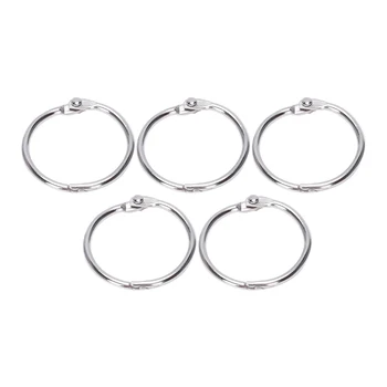 

5 pcs silver 30mm Od. Metal Staple Book Binder Loose Leaf Circlip Ring