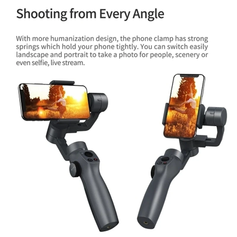  3-Axis Handheld Gimbal Stabilizer Time Lapse Face Tacking for Smart Phone iPhone Samsung Xiaomi Hua