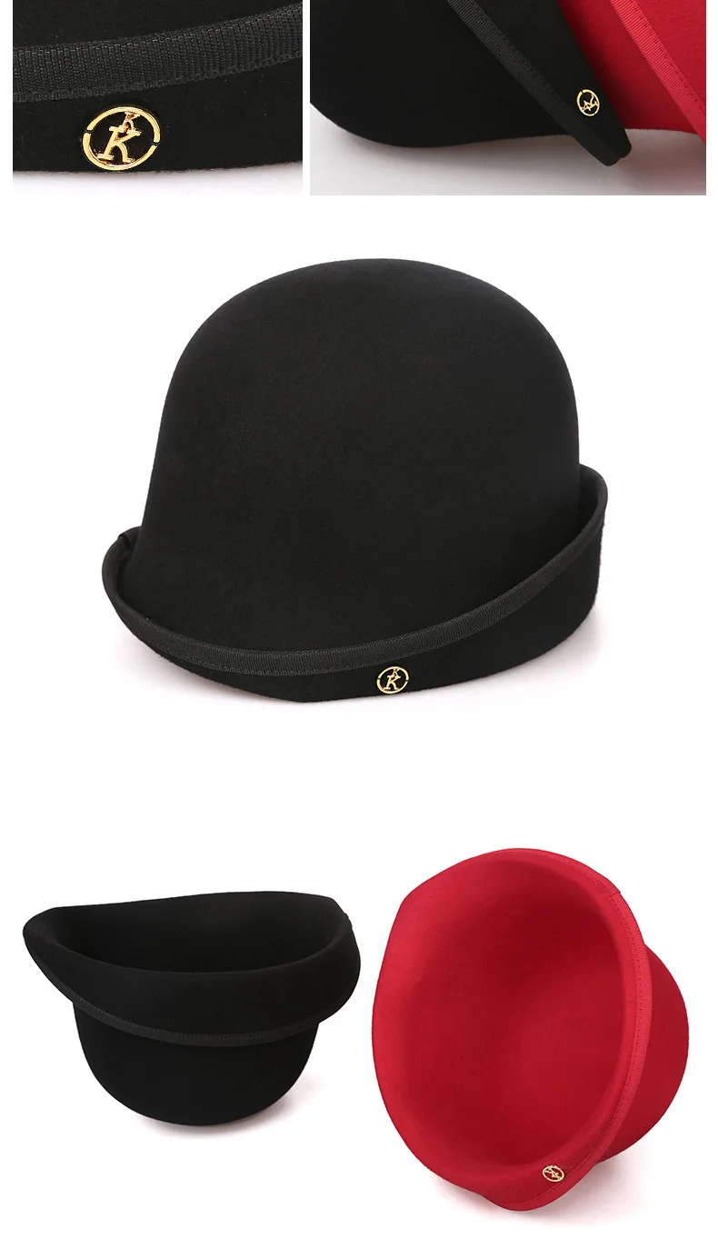 Дамская австралийская шерстяная фетровая шляпа-Клош, женская модная шляпа с козырьком 56-58 см