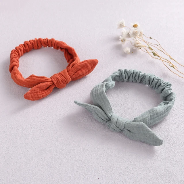 Baby Elastic Hair Bands Girl Headband Cotton Linen Kids Headwear Knot Hair Accessories Toddler Rabbit Ear Turban Playa Ties Soft