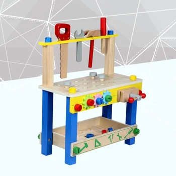 

1pc Kids Wooden Tool Bench Pretend Play Building Set Height Bench Toy for Children Kids