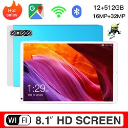 Tablette PC S18, android 11, 8.1 pouces, WIFI, GPS, Google Play, WPS Office, 10 cœurs, 8800mAh, caméra 32mp, 12 go de RAM, 512 go de ROM 