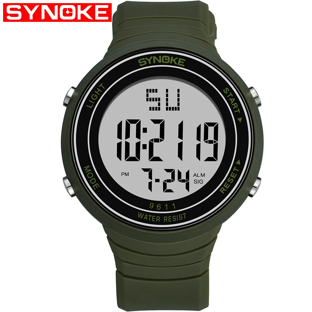 SYNOKE мужские военные часы для мужчин, спортивные часы класса люкс от ведущего бренда, аналоговые кварцевые Светодиодные цифровые уличные водонепроницаемые наручные часы - Цвет: Green