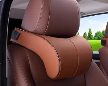 

2 Pieces Car Pillow Leather Black Red Memory Cotton Headrest 18cm *28cm *10cm Soft Stock