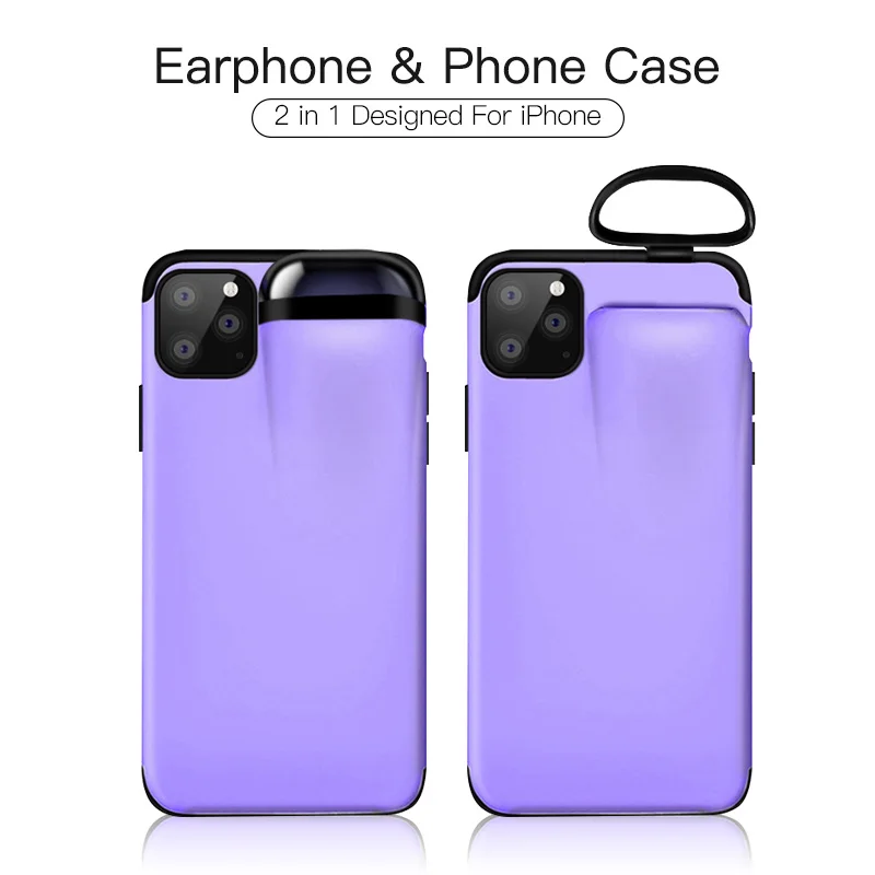 2 в 1 чехол для телефона для IPhone 11 Pro Max коробка для хранения для Airpods Candy Мягкий силиконовый чехол с коробкой для наушников Портативный смартфон