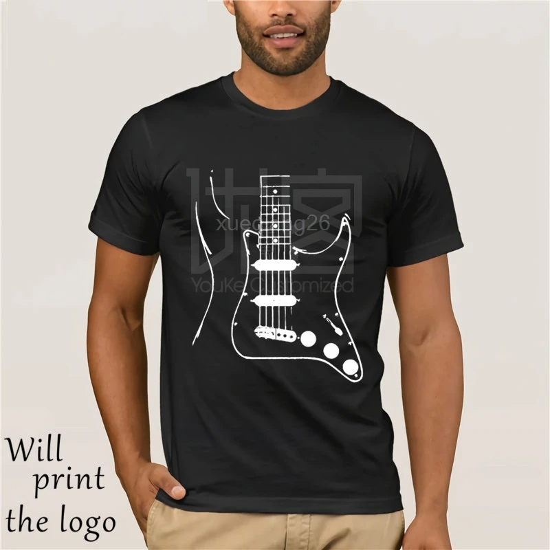 Nero Chitarra Strat Stratocaster Nera Maglietta Degli Uomini del Cotone Camicia A Manica Corta Nuovi уомини ди Марка