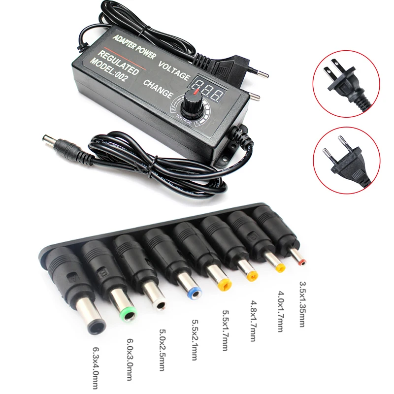 AC Adjustable Power Supply 3V-24V 3A AC DC 8 Plug Connect Universal Adapter Adjustable AC TO DC 220V 110V TO 3V 24V 9W 72W EU US adjustable ac to dc 3v 12v 3v 24v 9v 24v universal adapter with display screen voltage regulated power supply adatpor 3v 12v 24v