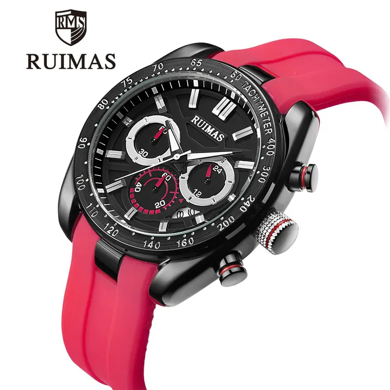 Мужские новые модные роскошные спортивные часы бренда RUIMAS Кварцевые