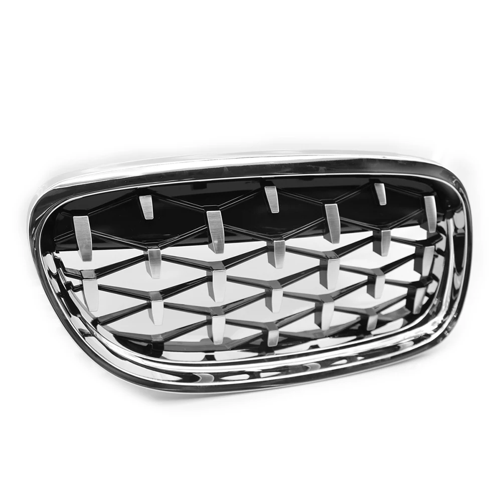 VODOOL Left Right Chromed Diamond Kidney Grille Grill for BMW E90 E91 3 Series Facelift Double Slat Sport Style Gloss Black