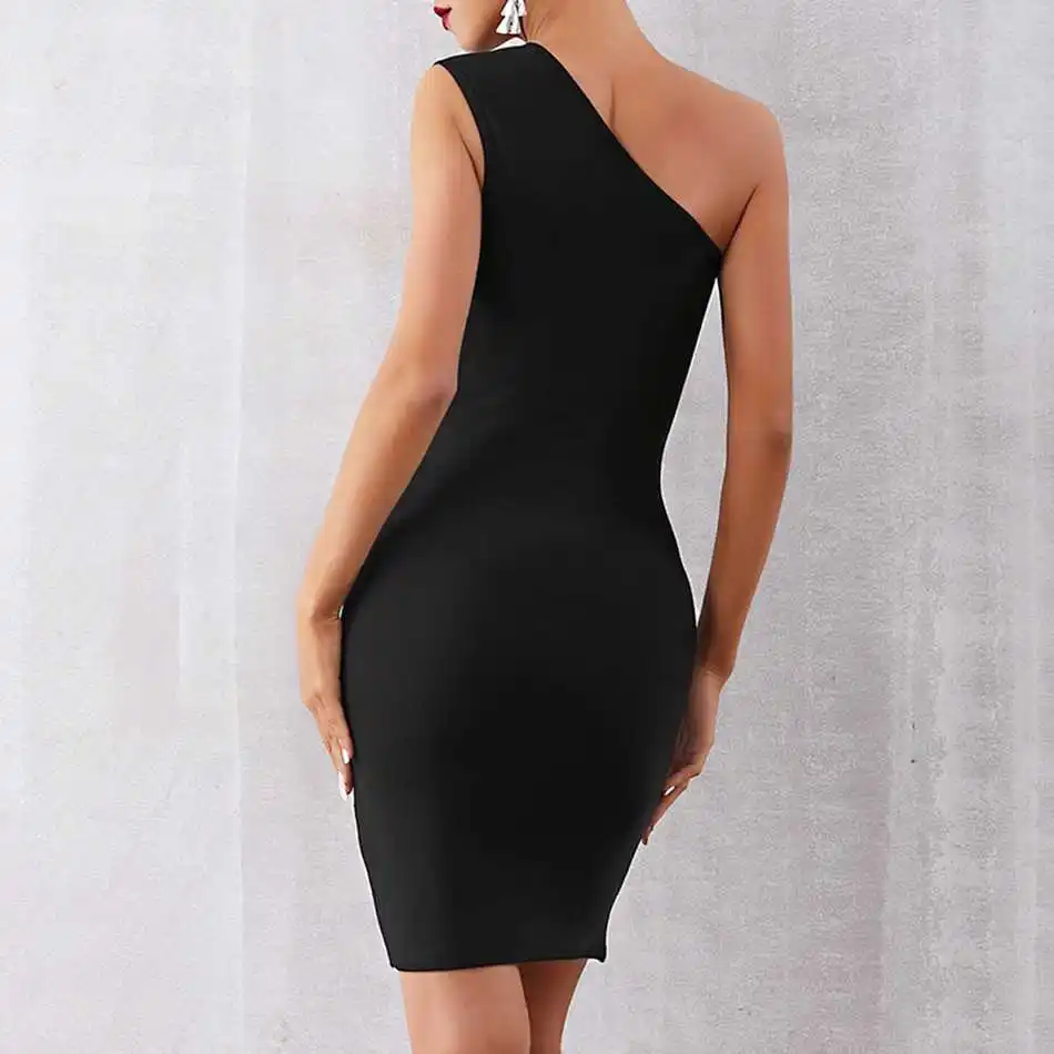 Seamyla новые бандажные платья для женщин на одно плечо Сексуальное Платье облегающее Черное мини Клубное вечернее платье vestidos