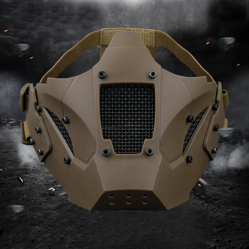 Airsoft Paintball Hunting Mask Tactical Combat Half Face Mask Military War Game Protective Face Mask Black tan green