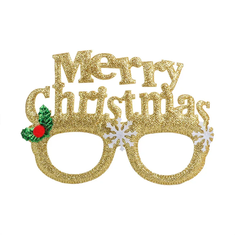 Christmas Costume Merry Christmas Tree Reindeer Horn Snowflake LED Hat Glasses Headband Christmas Decorations for Home Gift Noel - Color: 1pcs glasses