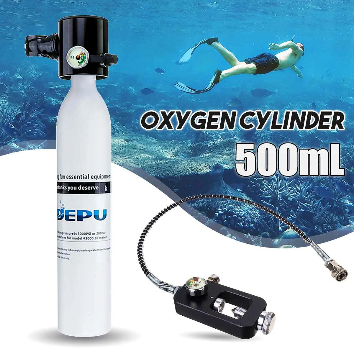 Воздушный бак 500 мл мини оборудование для подводного плавания Запасное стекло для дайвинга дыхание подводный для любителей дайвинга кислородный резервуар ныряльщик