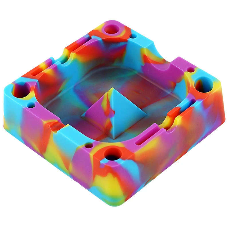 Portable Ashtray Square Silicone Ash Tray Colorful Rubber Softness Cigarette Holder Smoking