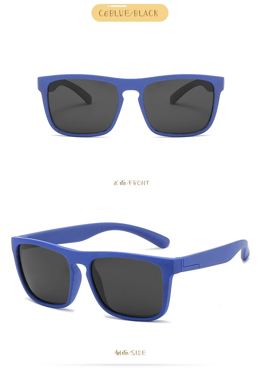 Поляризационные мужские солнцезащитные очки с силиконовой оправой, мягкие удобные Ретро Винтажные Солнцезащитные очки для мужчин UV400, Детские Квадратные Солнцезащитные очки