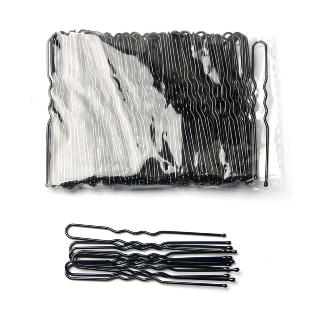 5cm U Shaped Alloy Hairpins Waved Hair Clips Simple Metal Bobby Pins Barrettes Bridal Hairstyle Tool 50 Pcs/Bag