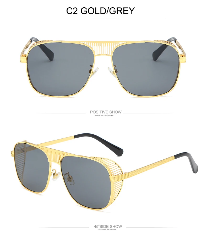 Классические готические стимпанк Солнцезащитные очки для мужчин и женщин, брендовые дизайнерские винтажные Квадратные Солнцезащитные очки с металлической оправой, высокое качество, UV400 O453 очки
