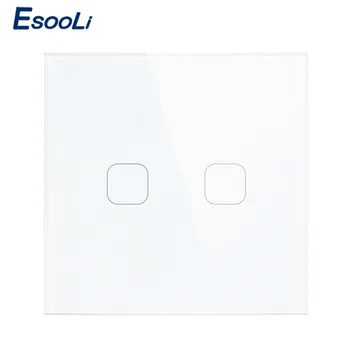 

Esooli Smart Home EU Touch Switch LED Wall Light touch switch 220V 2 Gang 1 Way Waterproof Crystal Tempered Glass Panel