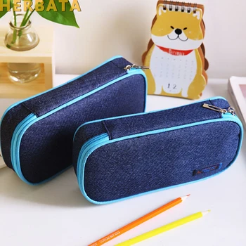 

Denim stationery high-capacity pencil case canvas pencil case creative multifunctional stationery box