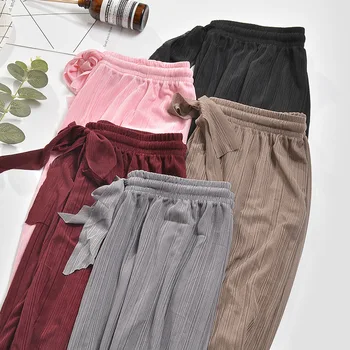 

2020 New Style Spring and Autumn Pendant Sense Straight-Cut Casual Viscose Loose Pants Women's Summer Thin Section High-waisted
