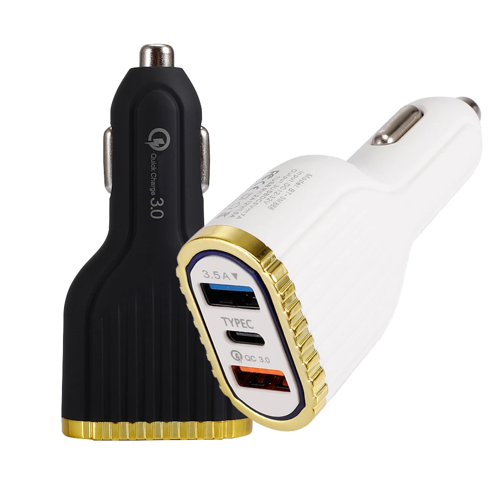 Автомобильное USB зарядное устройство Быстрая зарядка 3,0 зарядное устройство для мобильного телефона а с портом type-C прикуриватель USB Автомобильное зарядное устройство