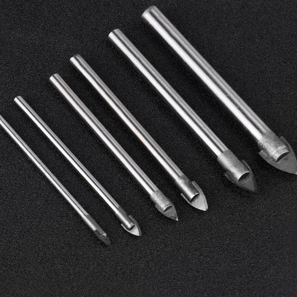 7Pcs Marble Tool Round Shank Manual Triangle Glass Ceramic Carbide Construction Drilling Tiles Mirror Drill Bits Set Durable