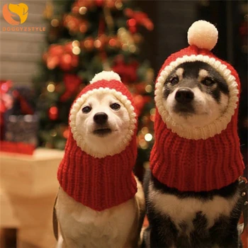 

Pet Hats Winter Christmas Dog Cat Cap Funny Holiday Costume Puppy Santa Red Hat With Ball Headwear for Small Medium Large Dogs