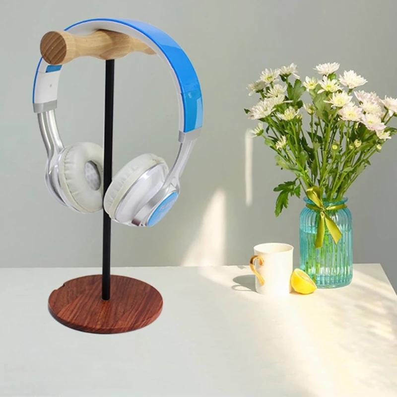 Headset Holder Hanger Wooden Metal Earphone Display Rack Stand Home Office Headphone Shelf Rack Stand Holder