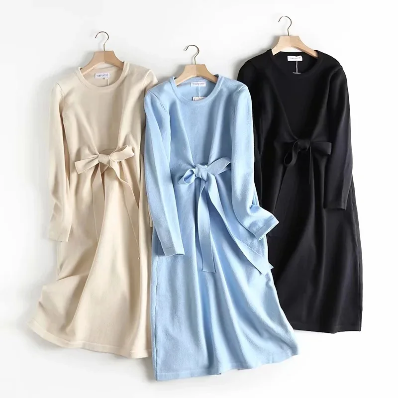 

Lxw-xw296 Women's Dress New Products Bow Long Sleeve Jersey Dress