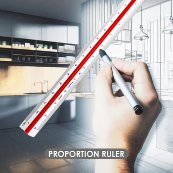 

30cm Architect Home Office Scale Ruler Student School Metric Triangular Drafting Engineer Tool Color Coded Side Accurate Plastic