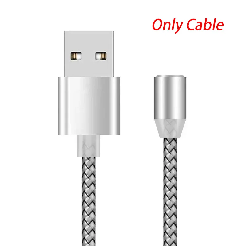 Only Cable White Магнитный зарядный кабель 1 м 2 м, кабель Micro USB для samsung Galaxy A50 A70, Магнитный зарядный кабель usb type C, светодиодный шнур для зарядки - Цвет: Only Cable White