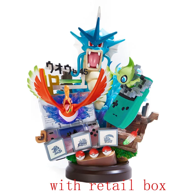 Аниме статуя мечты памяти серии Gyarados Celebi Ho-Oh Lugia Chikorita Фигурки игрушки pkm Фигурки игрушки подарки для детей - Цвет: Bule with retail box