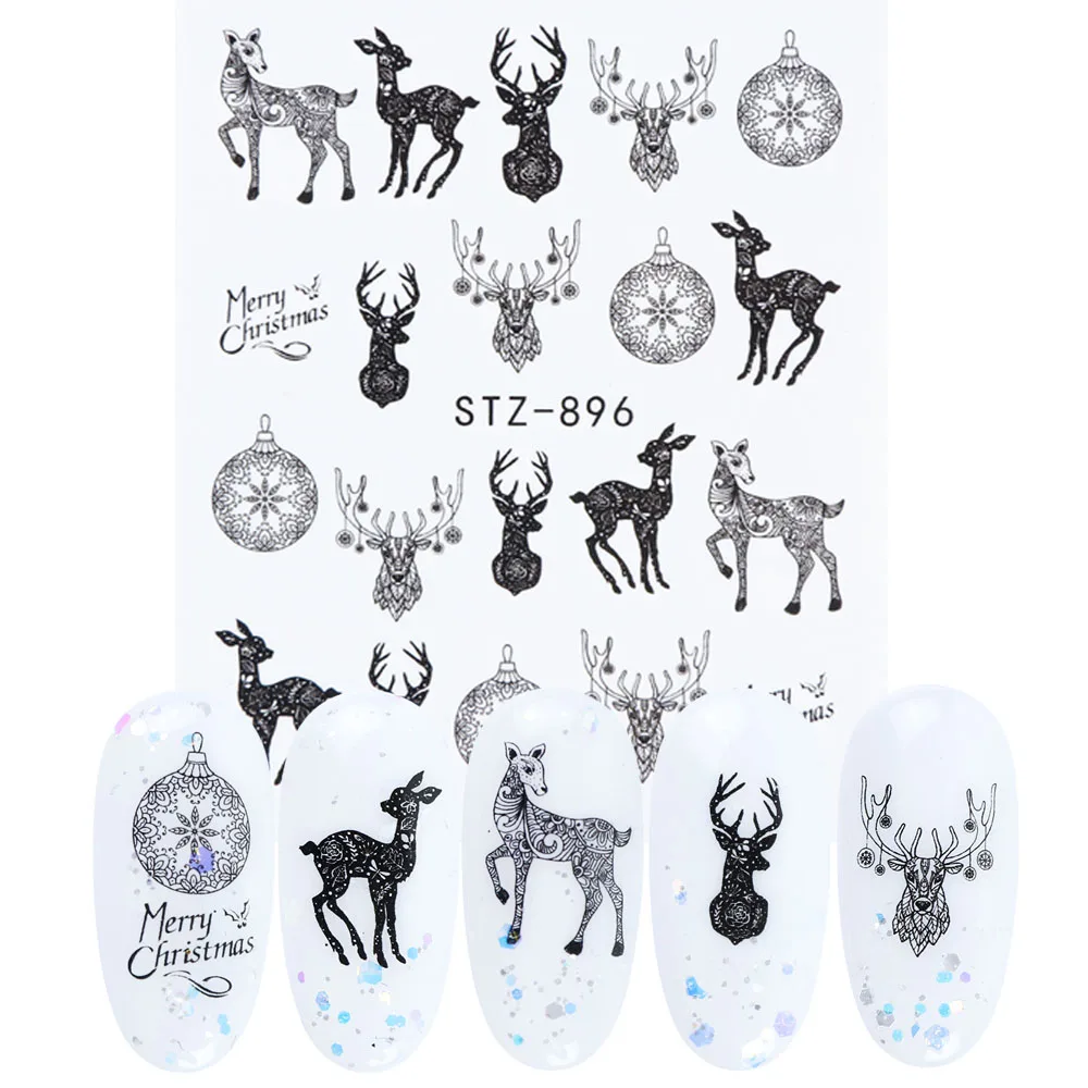 1 шт рождественские переводные наклейки для ногтей Снеговик Лось Сова Снежинка Цветок слайдер Рождественский Маникюр украшения для ногтей JISTZ892-905 - Цвет: STZ896