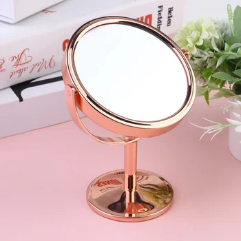 

Double Side Cosmetic Mirror Desktop 3X Magnification Makeup Mirror for Home (Golden)