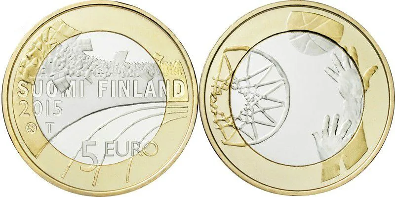 

Finland 2015 Sports Series Basketball 5 Euro Bimetal Commemorative Unc 100% Original Coins Real Euro Coin