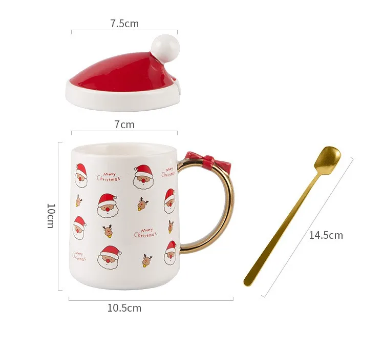 grande natal papai noel caneca de café caneca cerâmica copo de café com tampa alça colher coffeeware copo de água bonito chapéu de natal presente