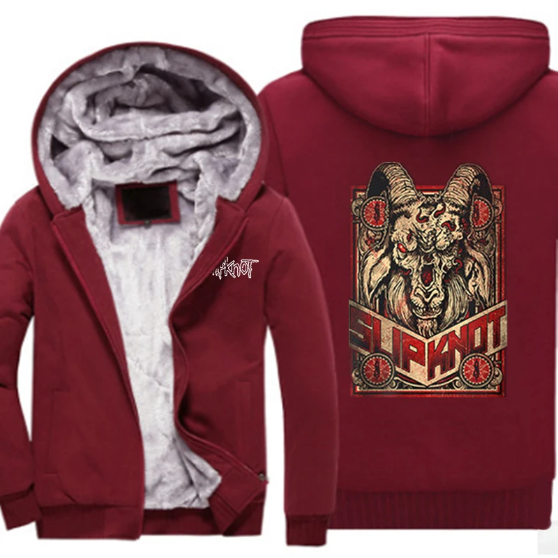 Зимняя куртка с капюшоном на молнии, рок-группа Slipknot, модный принт, утолщенная, удобная, теплая толстовка, повседневная наклейка, хлопковые пальто - Цвет: 5