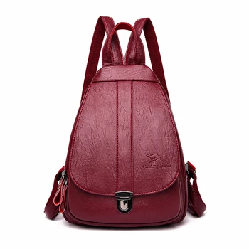 

Women Leather Backpacks Large Capacity College Students Simple Backpacks Girls Wind Large Capacity Preppy School Bags For Girls