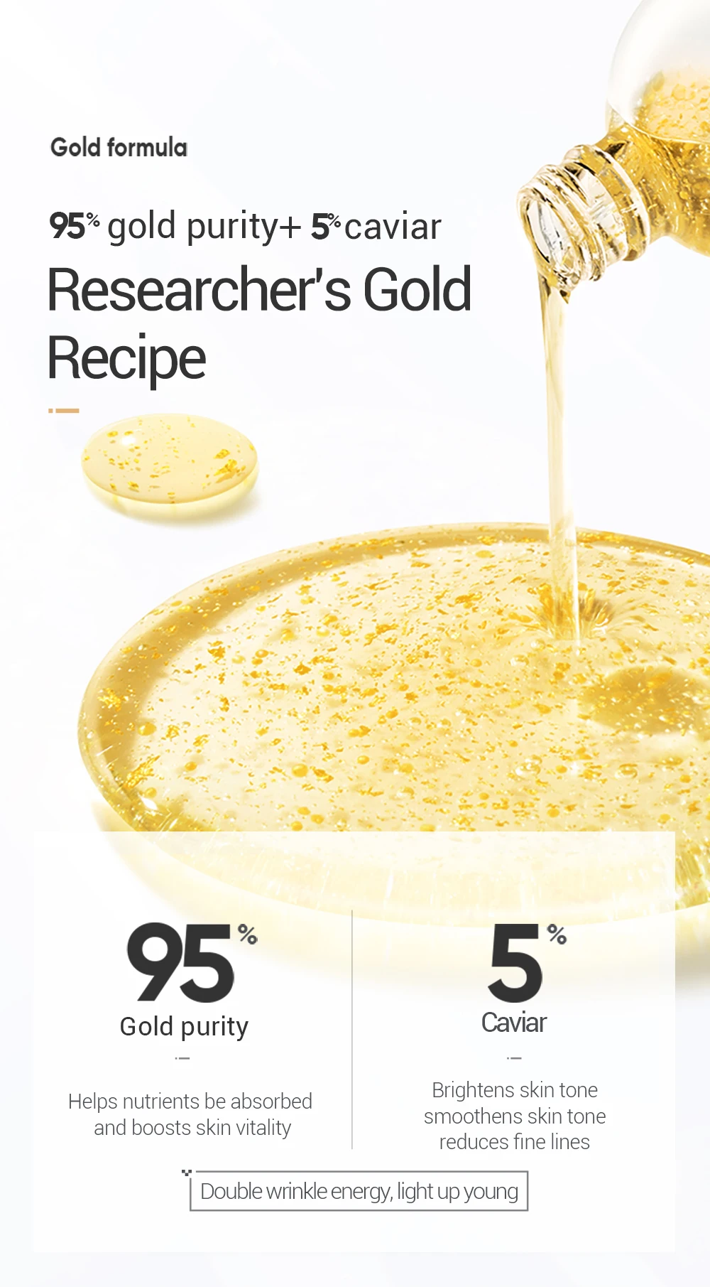 Сыворотка для лица Baimiss 24K Gold Sturgeon Roe Антивозрастная увлажняющая подтягивающая эссенция восстанавливающая тонкие линии Гладкий уход за кожей лица 100 мл