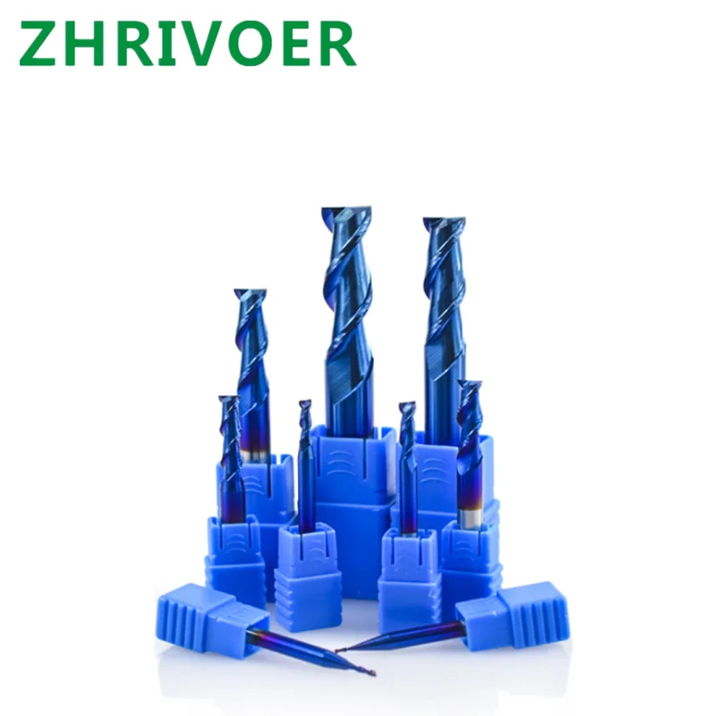 1/2/3/4/5/6mm50LBlue nanometerCoating 50 Degrees Carbide End Mill CNC Router Bit End Milling Cutter
