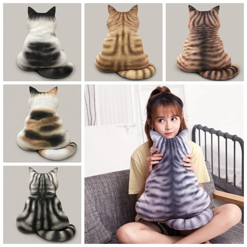 

Children toys 3D Cat Back Pillow plush toy sofa Bed Car decor Seat cushion animal Dolls Kids Gift
