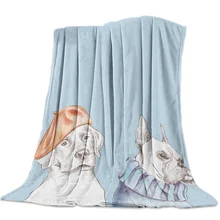 Niebieski szczęśliwy pies buldog golden retriever mops koral polar Fuzzy koce na łóżku rzuca prześcieradło dla dzieci dziewczyny(China)