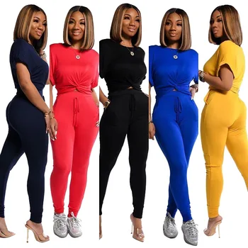 

Women's Solid Color Wide Sleeve Sports T-Shirt Top And Pants Set Suits Two-Piece Set Tracksuit Two Piece Outfit lounge wear