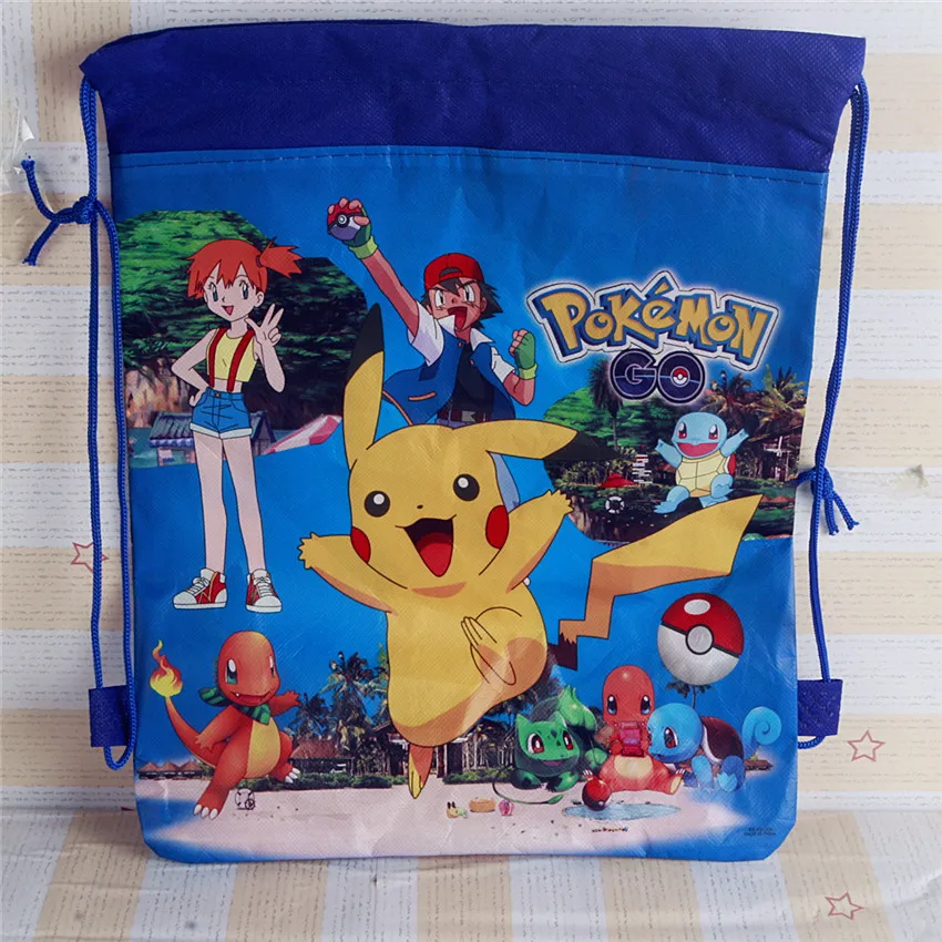 Pokemon Drawstring Pocket Storage Bag Plush Toy Anime Figure Pikachu cute casual Model xxx boys and girls Kids Party Gift