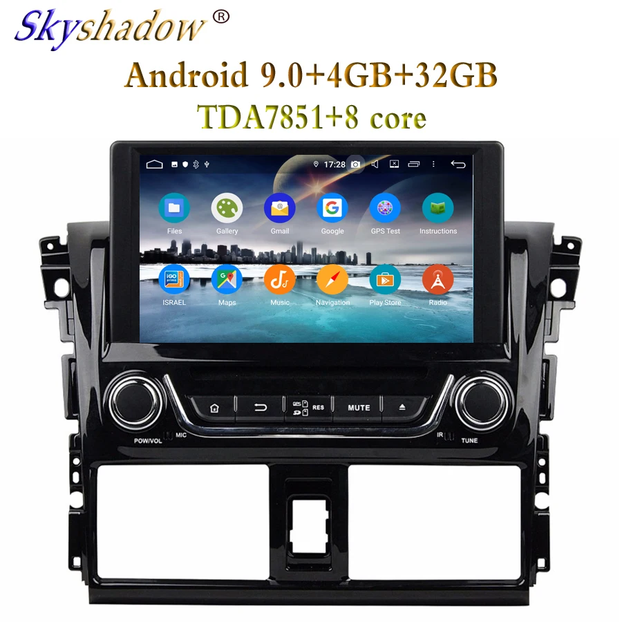 

TDA7851 Android 9.0 4GB + 32GB 8core For Toyota VIOS YARIS 2013-2015 Car DVD Player Wifi Bluetooth 4.2 RDS RADIO GPS Glonass Map