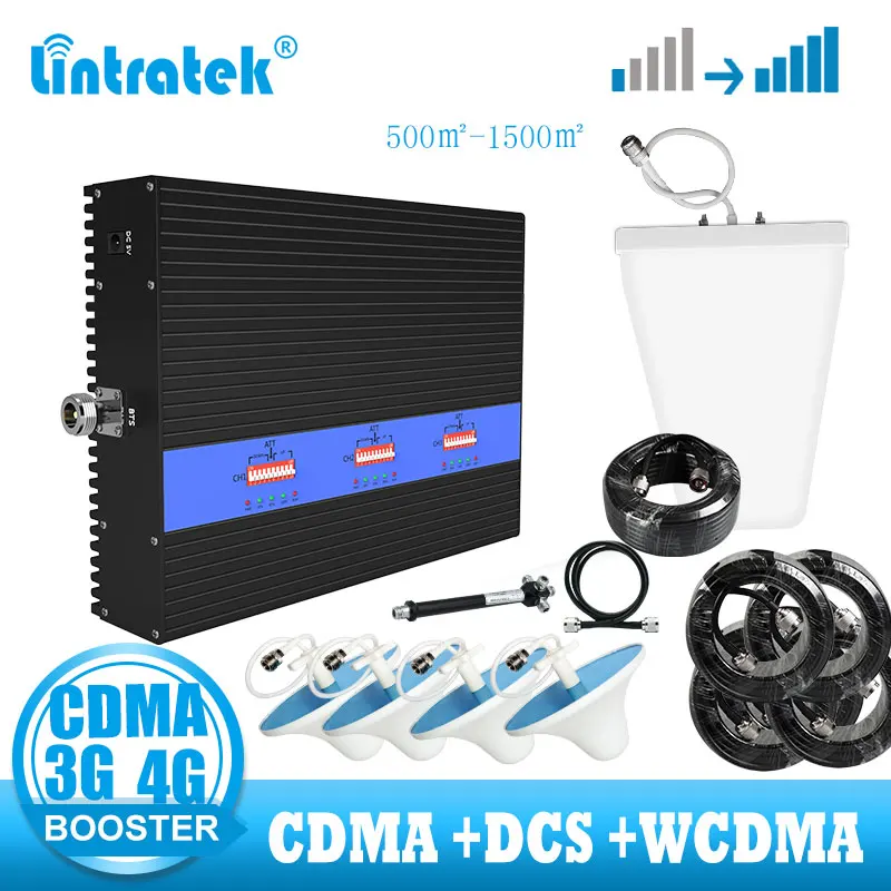 Усилитель сотового сигнала Lintratek 4G CDMA 850 DCS 1800 WCDMA 2100 3G усилитель 4 антенны