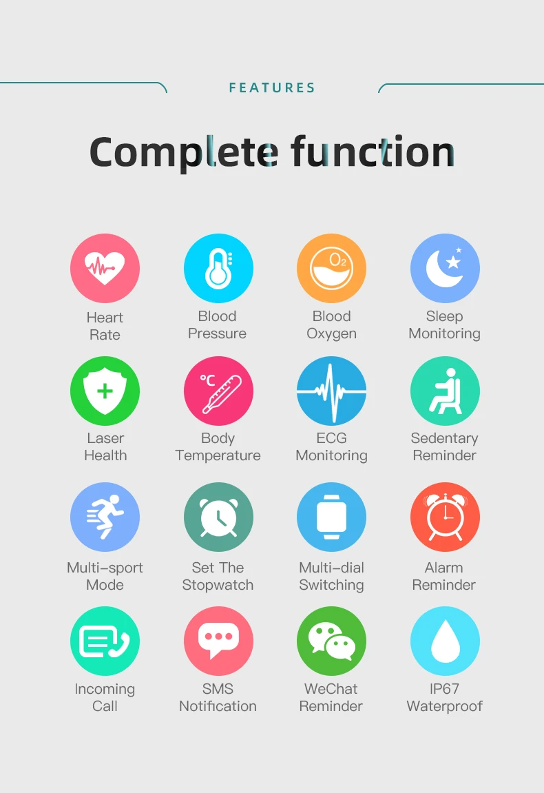 Smartwatches 650nm Laser Treatment Real ECG PPG Blood Pressure Heart Rate Healthy Tracking Work with Xiaomi Android iPhone F800