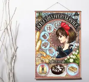 

STUDIO GHIBLI - PRINCESS MONONOKE MOVIE Art Print canvas Poster Canvas Scroll Painting with wood